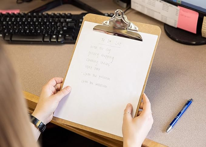 Letter Size Clipboard with Butterfly Clip (Pack of 5) - 9'' x 12.5'' Large Wood Clipboards for Classroom, Clipboards for Kids | Hardboard for Office, College, Teacher & Back to School Supplies