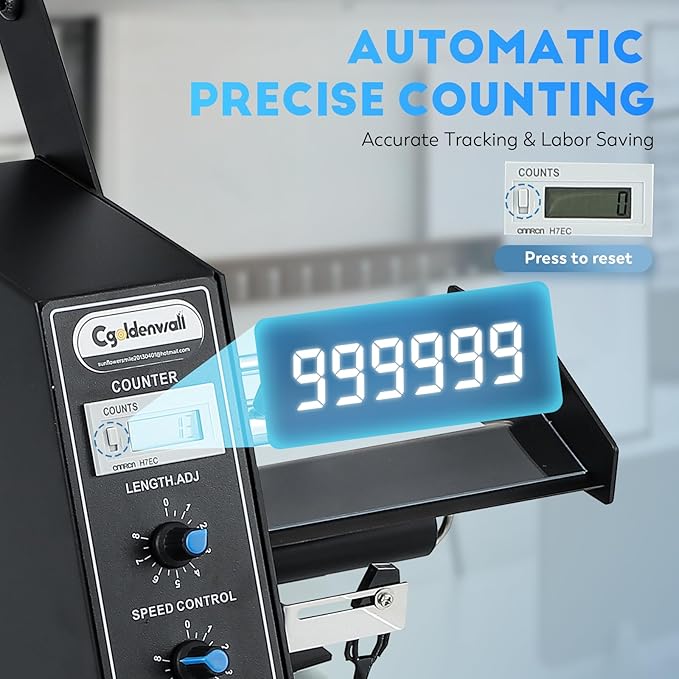 CGOLDENWALL Automatic Label Dispenser Sticker Roll Dispenser for Logistics Office Home, 1-8m/min Speed Adjustable, Length 0.12-5.9" Width 0.16-5.5", Auto Sensing&Counting, Max Roll Dia. 9.8"