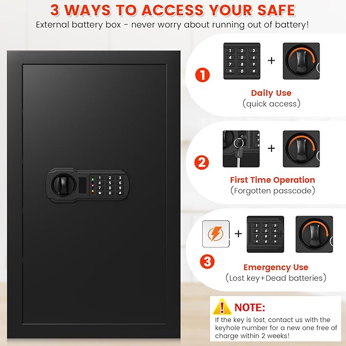 4.5 Cubic Large Fireproof Safe Box with Fireproof Document Bag, Personal Security Home Safe with 3 Removable Shelf, Anti-Theft Lock Box for Documents Money Jewelry Valuables