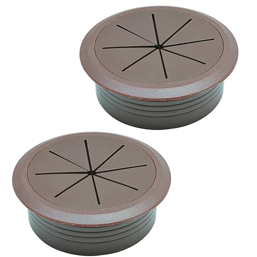 Desk Grommet 2-1/16" (53 mm), Desk Hole Cover for Cables Coffee, Cable Grommet ABS Plastic, Desk Hole Grommet for Office and Home Table Cable, Detachable & Flexible Cable Cord Organizer-2 Pcs