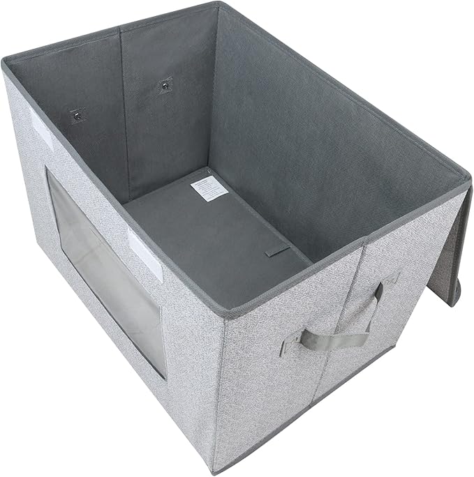 Univivi Larger Fabric Collapsible Storage Bins [2-Pack] Foldable Storage Boxes with Lids, Storage Cube Organizer Basket for Home, Closet, Bedroom (Gray, 17“ x 12” x 12")