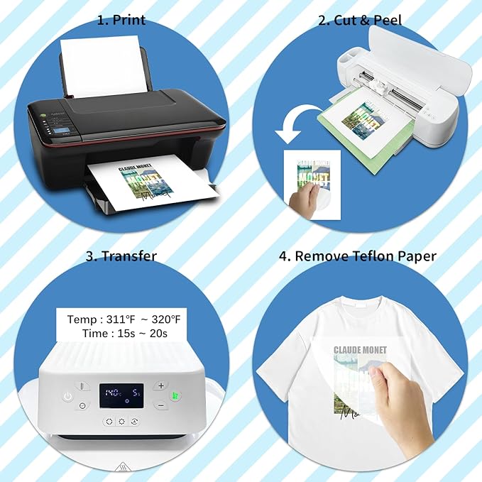 DOIKBEEY Upgraded Version 3.5 Heat Transfer Paper for T Shirts 50 Sheets, 8.5" x 11" Printable Heat Transfer Vinyl, Vivid Color & Durable Iron on Transfer Paper for Light Fabric