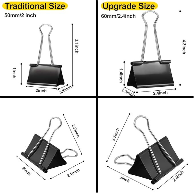 Ufmarine Extra Large Binder Clips 2.4 Inch Length, Jumbo Binder Clips for Office (8 Pcs)