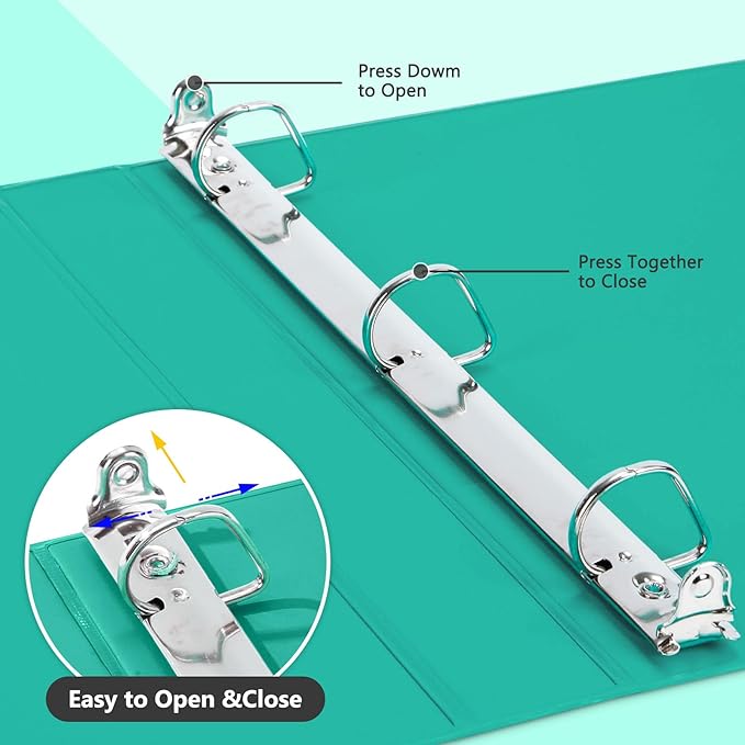 ViVin Sturdy 1 Inch D Ring Binders, 3 Ring Binders with 2 Pockets, Hold 225 Sheets of US Letter Size Paper for Office,Home,School, 6 Pack (Lake Green)