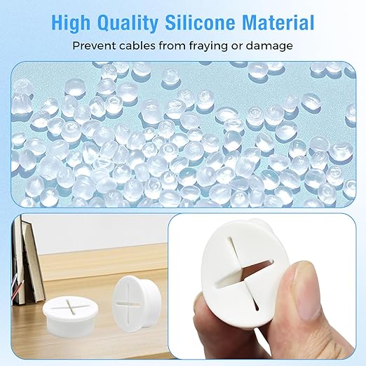 Desk Grommet, 1 in 25 mm Silicone Rubber Grommets, Black Desk Hole Cover for Cables, Flexible Wall Cord Pass Through Grommet for Office Table Computer Home Furniture Wire Organizer-8 Pcs