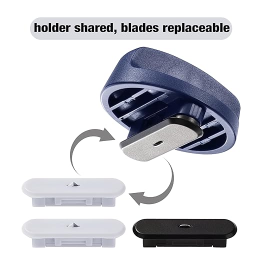 Likart 4-Pack Paper Cutter Replacement Blades Kit, Portable Trimmer Cutting Blades Compatible for Portable Trimmer/Basic Trimmer/Roll Holder,3 Cutting Blades & 1 Scoring Blades with a Holder,Blue