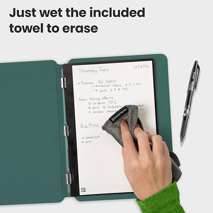 Rocketbook Pro 2.0 Reusable Professional Smart Notebook, Executive Size 7x9, Green - Lined & Dot Grid Pages, App-Connected, Erasable, Premium Cover, Ideal for Work Notes and Business Meetings