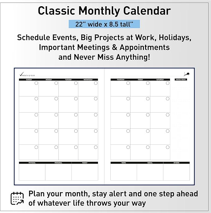 Day Planner - Professional Goal Planner, Calendar & Gratitude Journal to Increase Productivity, Time Management & Happiness - Vegan Leather Softcover, 24 Hourly Planner, Undated 6 Months Work Planner