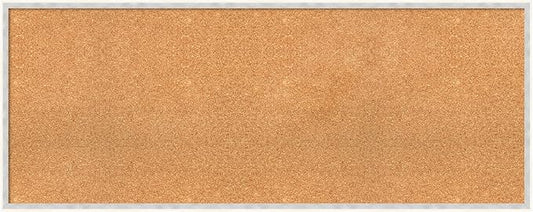 Amanti Art Natural Cork Board for Wall, 21x53 Vision Board with White Frame, Oversize Corkboard Office Decor for Home Organization, Modern Corkboard Pinboard to Display Items for Home Organization in