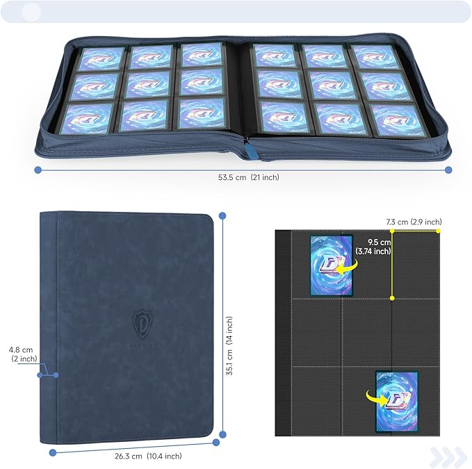 9 Pocket Card Binder,360 Pockets Trading Card Binder,Double Sided Pocket Collection Binder,Card Folder for MTG,TCG,Game Cards,Sport Cards,Navy Blue