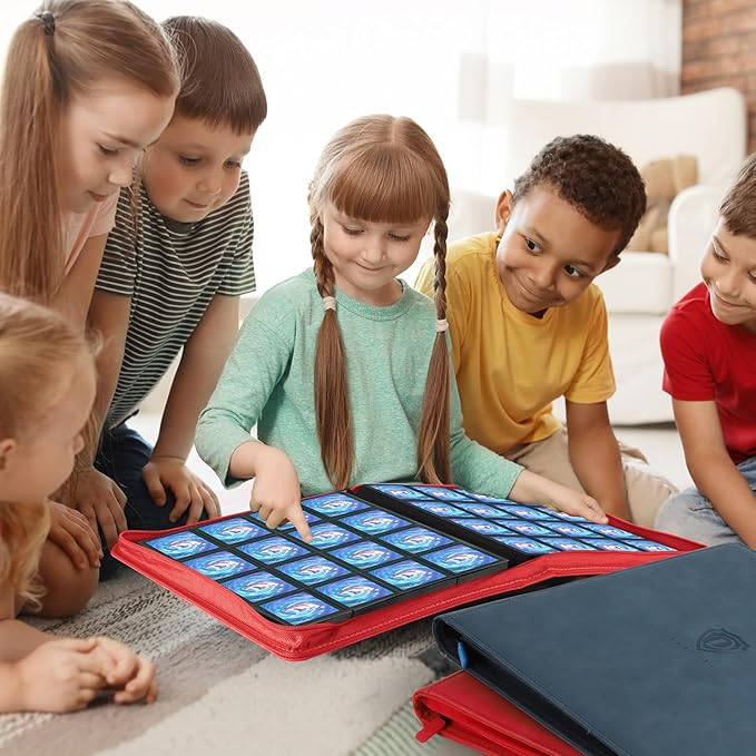 Card Binder with 1024 Cards,16 Pocket Trading Card Binder Includes 32 Page Storage Sleeves,Collection Card Album,Card Holder to Organize and Protect Cards,Red