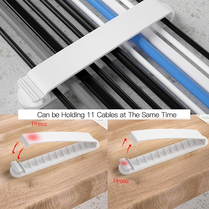 pzoz Cable Clips, 3 Pack Cord Organizer Charger Cable Management for Organizing Home Office Desk Phone Car Cable Wire, Self Adhesive Cord Holders (White)