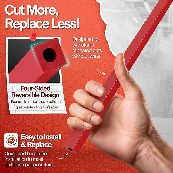 Flexzion 12" A4 Cutting Stick Replacement, Stack Paper Cutter Trimmer Blade Rubber Pad for Heavy Duty Professional Industrial Guillotine Stack Desktop, 12 inch Trimming Machine Accessories Parts