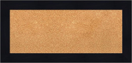 Amanti Art Natural Cork Board for Wall, 16x34 Vision Board with Blue Wood Frame, Medium Corkboard Office Decor for Home Organization, Country Rustic Corkboard Pinboard to Display Items for Home