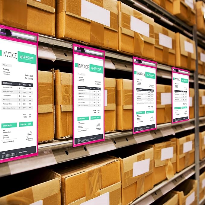 Nezyo Dry Erase Pockets Plastic Job Ticket Holders Shop Holder Order Pockets Clear Sleeves Tickets Folders Plastic Sleeves Paper Teacher Supplies for Classroom(14 x 10 in,Rose Red,50 Pcs)