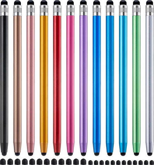 LINFANC 12Pcs Stylus Pen for Touchscreen, 2-in-1 High Precision & Sensitivity Stylus Pen for iPad/iPhone/Android Smartphones and Tablets Compatible with All Touch Screens