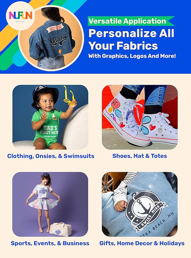 NuFun Activities Printable Iron-on Heat Transfer Paper for T Shirts, Dark Fabrics, 500 Sheets 8.5 x 11 inch, Long Lasting, Durable, Professional Quality, Easy DIY, Non-Toxic, Made In the USA