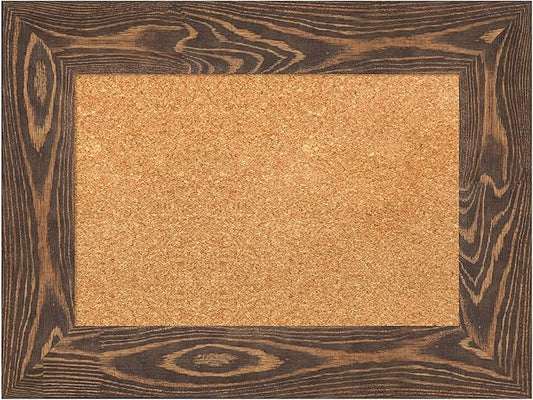 Amanti Art Natural Cork Board for Wall, 18x24 Vision Board with Brown Wood Frame, Small Corkboard Office Decor for Home Organization, Country Rustic Corkboard Pinboard to Display Items for Home