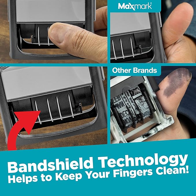 MaxMark Heavy Duty Style 3 Date Stamp with Entered self Inking Stamp - 2 Color Blue/Red Ink